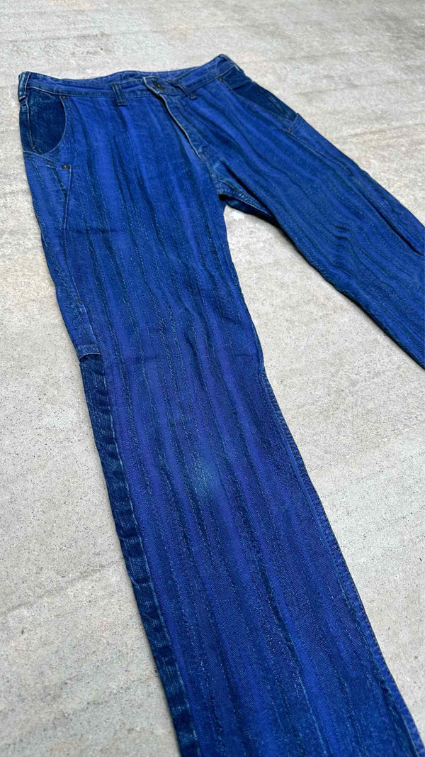 Issey Miyake Men Stripe-Jacquard Reconstructed Jeans