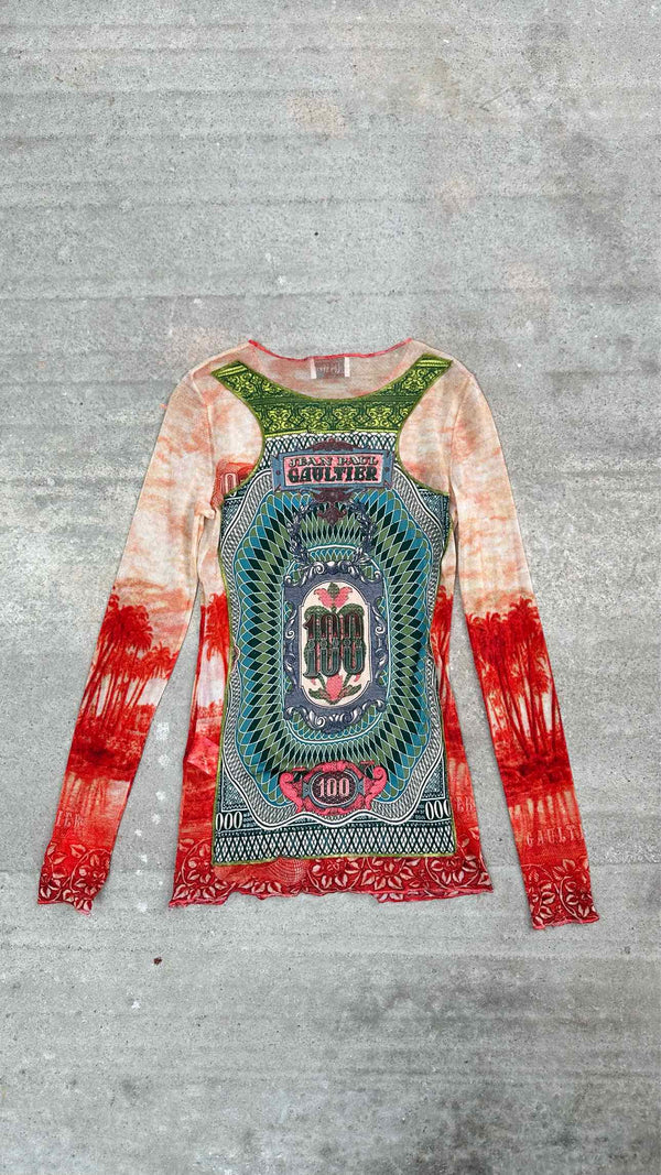 Jean Paul Gaultier Cash-print Sheer L/S Top