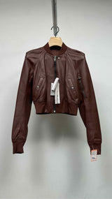 Rick Owens Cropped Leather Bomber Jacket