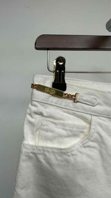 CELINE Chain-waist Denim Culotte Shorts
