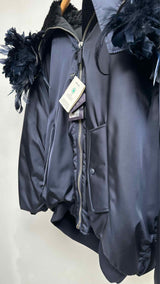 PRADA Re-nylon Shearling Lining Feather Bomber Jacket