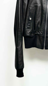 Rick Owens Rib-waist Cropped Leather Bomber Jacket