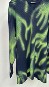 Balenciaga V-Neck Spray-Paint Print Long Sweater