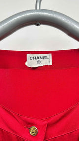 Chanel Collar-less Metal-button Shirt