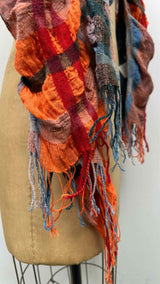 Issey Miyake Wrinkly Pleated Pliad Fringe Scarf