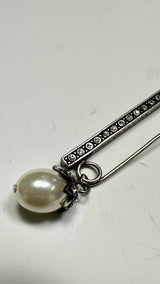 Alexander McQueen Crystal and Pearl Safety Pin Brooch