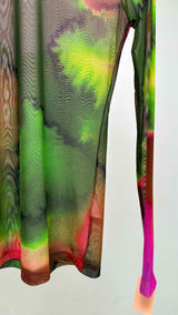 Dries Van Noten L/S Watercolor Print Mesh Top