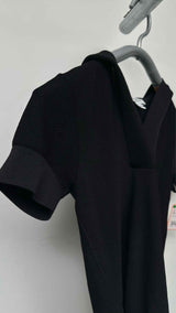 Alaia S/S Open-Neck Hooded Knit Top
