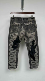 Hysteric Glamour Boro-patchwork Snake-print Jeans