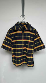 Givenchy S/S 4 g-print Check Zip-up Shirt