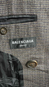 Balenciaga Double-breasted Houndstooth Oversized Long Coat