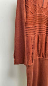 Issey Miyake L/S Quarter-Zip Cable-Knit Long Dress