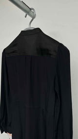 Miu Miu L/S Embroidered Patched Silk Dress
