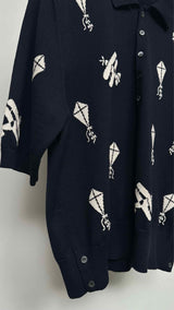 Thom Browne S/S Sky Icons Intarsia Knit Polo Shirt