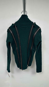Jean Paul Gaultier X Sacai Multi-zip Detailed High-neck Cable Sweater