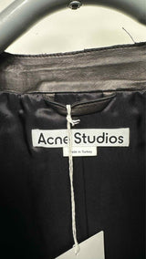 Acne Studios Crinkled Collar-less Leather Jacket