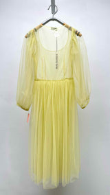 Molly Goddard Puff-sleeve Pleated Mesh Dress