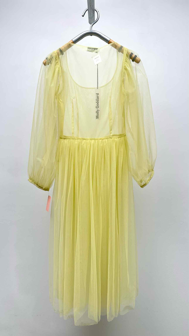 Molly Goddard Puff-sleeve Pleated Mesh Dress