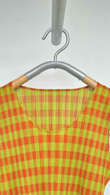 Pleats Please N/S Pleated Check Top