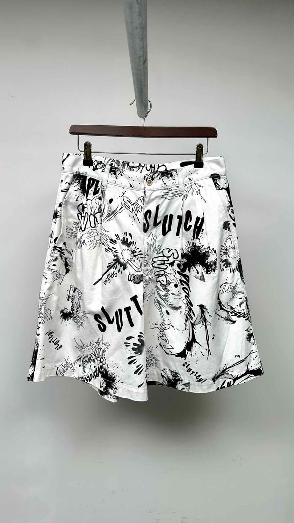 Comme Des Garçons Shirt Printed Wide Shorts