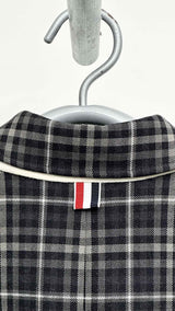 Thom Browne Double-faced Bal collar Gingham Wool Coat