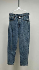 Margiela Asymmetrical Cut-out Tapered Belted Jeans