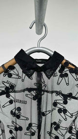 Versus Safety-pin Embroidered Mesh Shirt