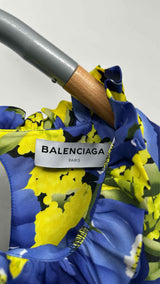 Balenciaga L/S Hybrid Multi-floral Pleated Dress