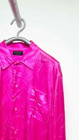 Balenciaga L/S Fuchsia Silk Creased-effect Shirt