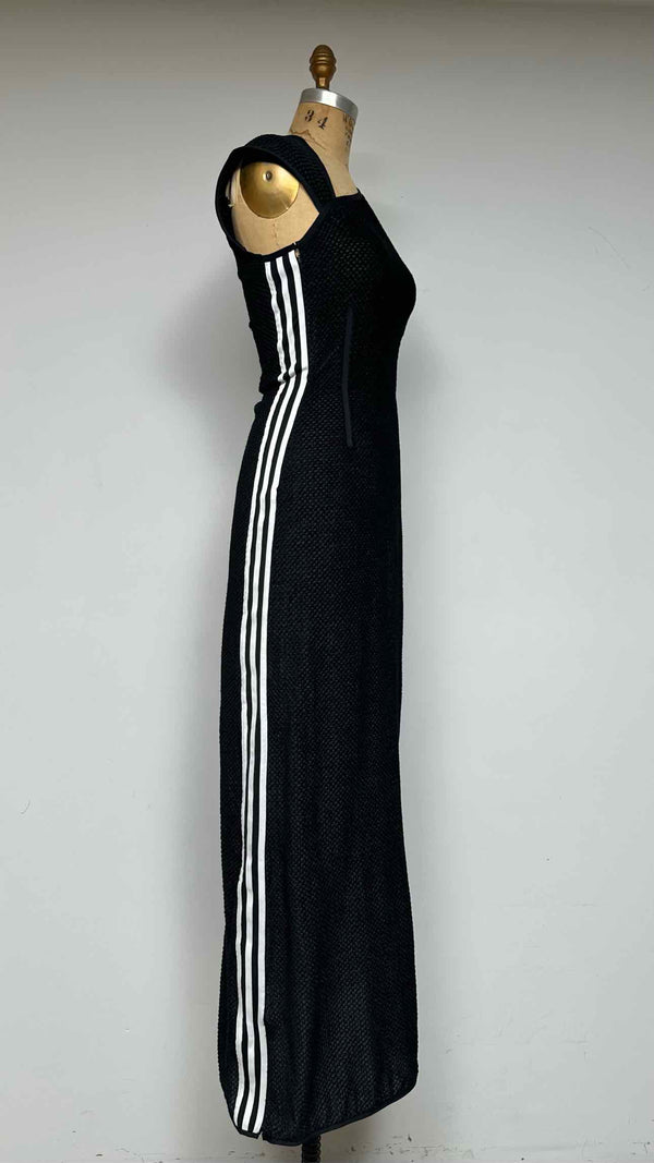 Y-3 One-Shoulder Velvet-Mesh Long Dress