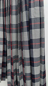 Thom Browne Hairline Plaid Pleated Midi Skirt