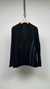 Yohji Yamamoto Pour Homme Reconstructed Stripe-patch Oversized Blazer Jacket