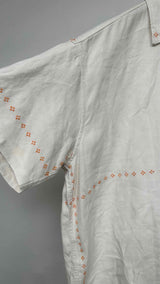 Bode S/S Embroidered Distressed Linen Box Shirt
