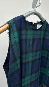 Sawa Takai N/S Pleats Layered Belted Check Belted Dress