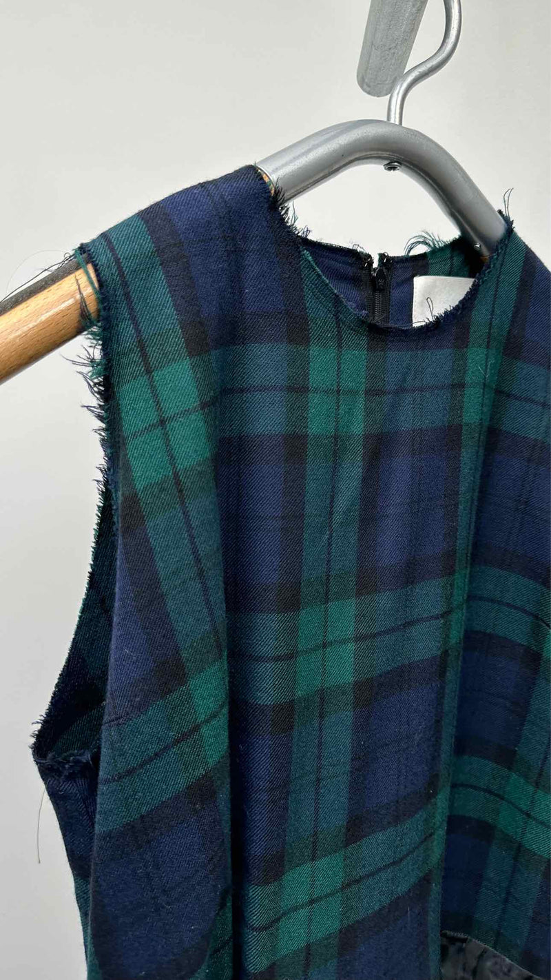 Sawa Takai N/S Pleats Layered Belted Check Belted Dress