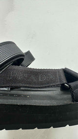 PRADA Logo Print Flat Sandals