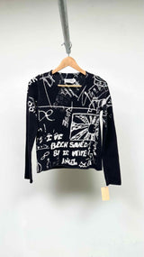 MM6 V-neck Painted Light Sweater