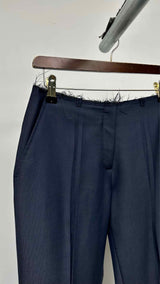 Margiela Center-pleated Raw-cut-waist Pants