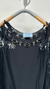 PRADA Sequim-embellished Drawstring Silk Dress