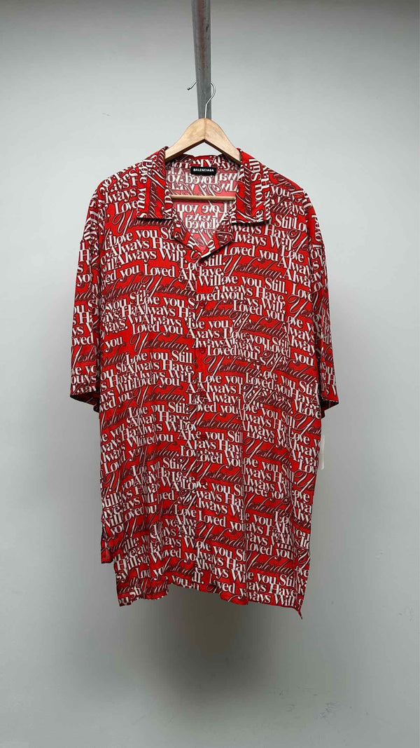 Balenciaga S/S Oversized Love Poem Satin Shirt