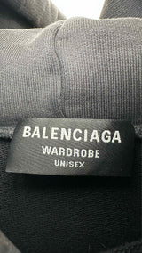 Balenciaga Vintage-wash Logo-embroidered Hoodie