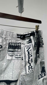 Kapital Combed Burberry Pueblo Newspaper-printed Easy Shorts