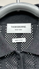 Thom Browne S/S Pointelle-knit Polo Shirt