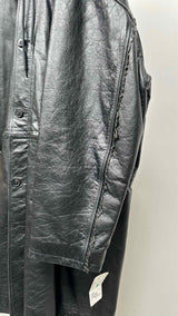 Balenciaga Quilted-lining Hood Layered Leather Coat