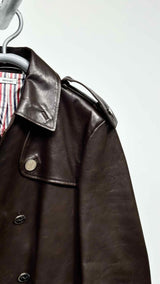 Men's Thom Browne Metal Button Leather Trench Coat