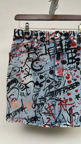 Burberry Graffiti Denim Mini Skirt