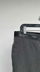 Hermes Leather-waist Herringbone Wide Pants