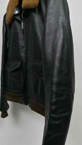 Saint Laurent Shearling-collar Distressed Leather Flight Jacket