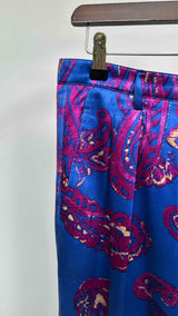 Saint Laurent Paisley Print Tapered Satin Pants