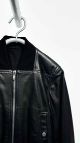 Rick Owens Rib-waist Cropped Leather Bomber Jacket